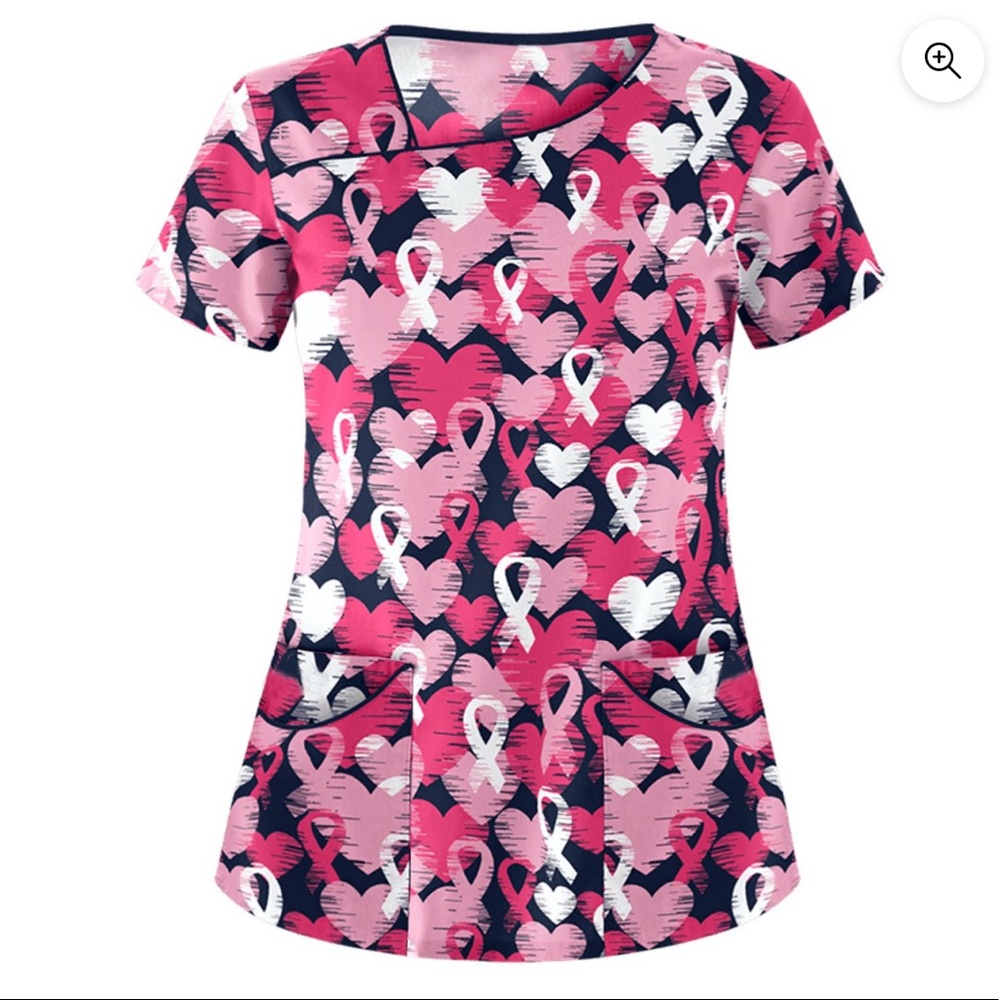 Breast Cancer Awareness Scrub top.